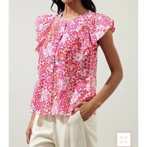 Sugar Lips | (M) Caicos Floral Vance Button Front Blouse